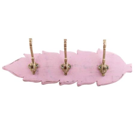 Pink Golden Small Wall Wooden Iron Hooks